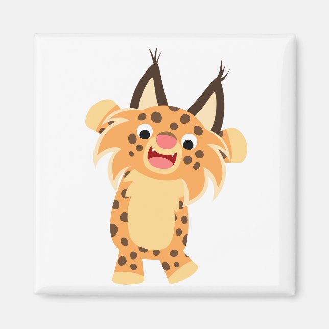 Cute Spunky Cartoon Bobcat Magnet (Front)