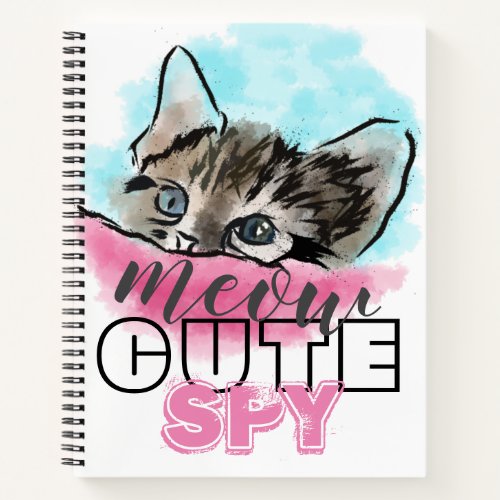 CUTE SPY  Funny Cute Kitten Pink Blue Notebook