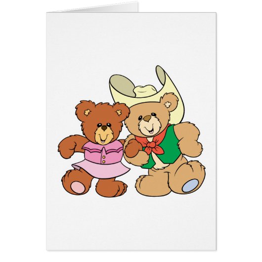 cute square dancing teddy bears design cards (Front)