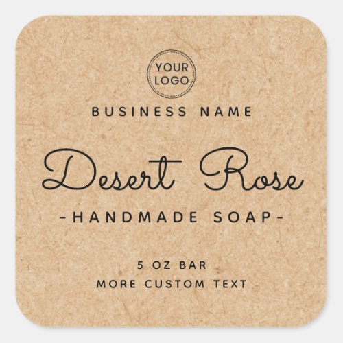 Cute square Kraft paper look product labels