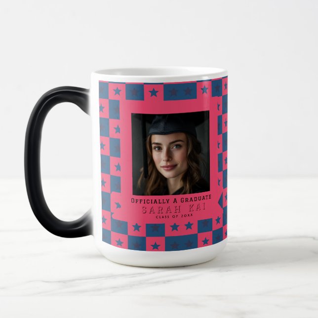 Cute Square Pattern College Graduation Color Morph Mug (Left)