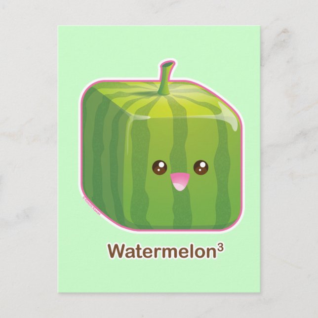 Cute Square Watermelon Postcard (Front)