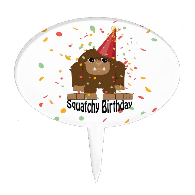 Cute Squatchy Birthday Bigfoot Cake Topper (Front)
