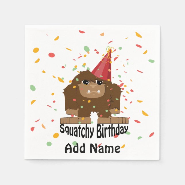 Cute Squatchy Birthday Bigfoot Napkins (Front)