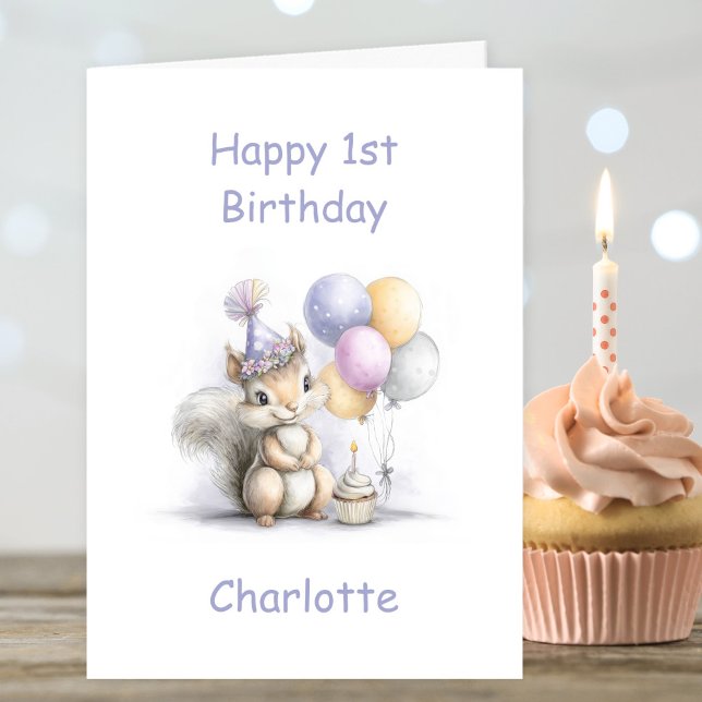 Cute Squirrel 1st Birthday Card (Creator Uploaded)