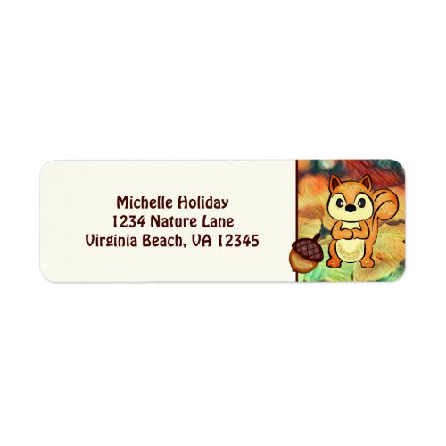 Cute Squirrel Acorn and Autumn Leaves Address Label
