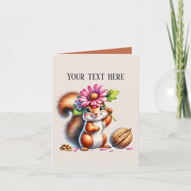 Cute squirrel add message  card (Front)