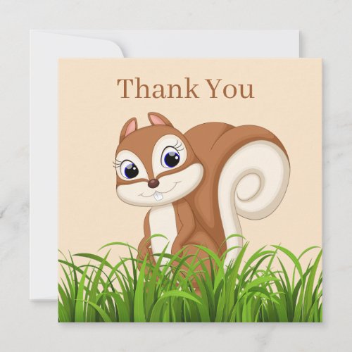 Cute squirrel add text thank you card