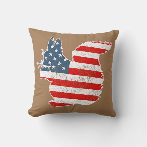 Cute Squirrel American Flag Patriotic Pet Lover Throw Pillow