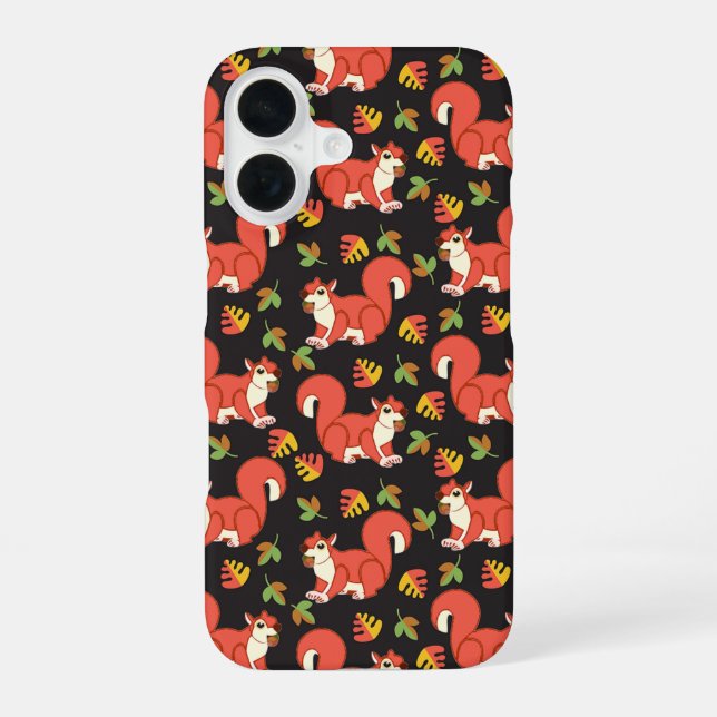 Cute Squirrel and Autumn Leaf Pattern Iphone Case (Back)