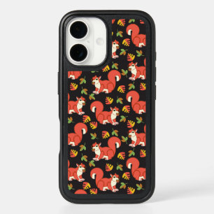 Cute Squirrel and Autumn Leaf Pattern iPhone 16 Case
