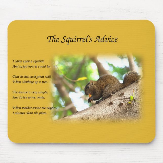 Cute Squirrel and Poem Mouse Pad (Front)