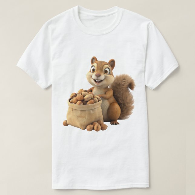 Cute Squirrel Animal Design T-Shirt (Design Front)