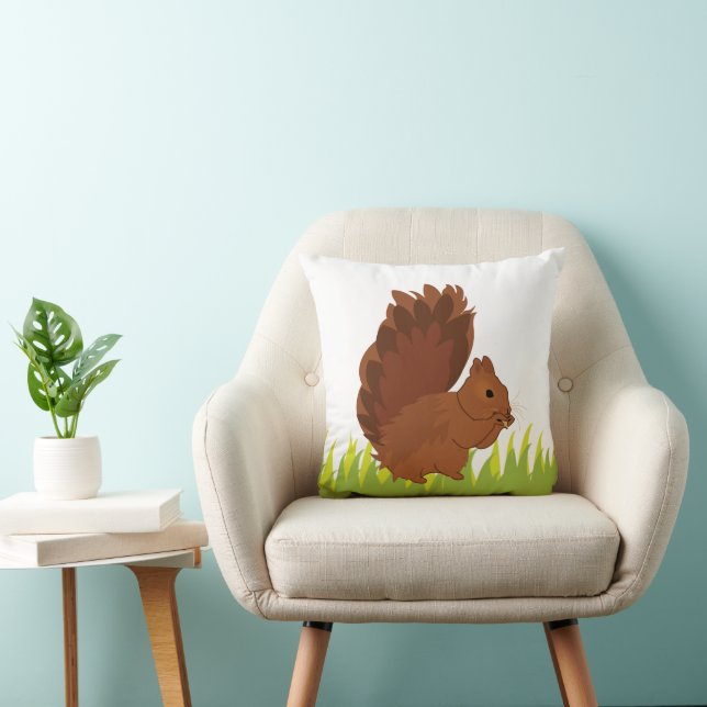 Cute Squirrel Animal  Throw Pillow (Chair)