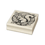 Cute Squirrel Art Nature Lovers Floral Squirrels   Rubber Stamp
