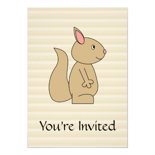 Cute Squirrel, Beige Stripe Background. Card