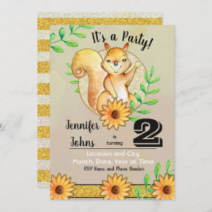 Cute Squirrel Birthday Party Invitation