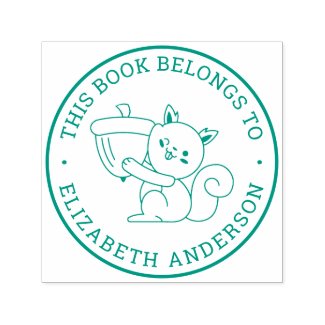 Cute Squirrel Cartoon Custom Name Bookplate Label