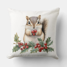 Cute Squirrel Christmas Throw Pillow