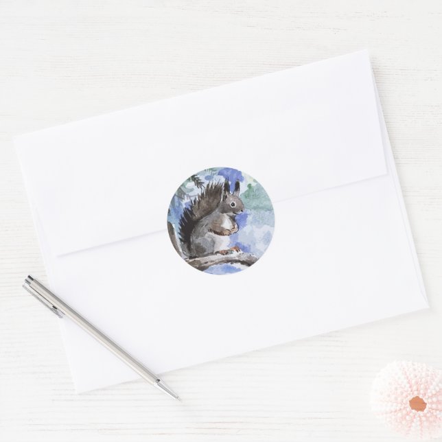 Cute squirrel classic round sticker (Envelope)
