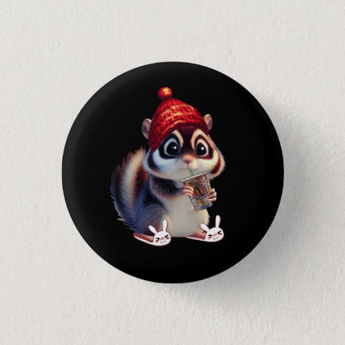 Cute Squirrel Coffee Funny Coffee Drinking Squirre Button