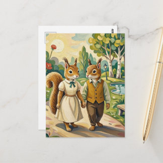 Cute Squirrel Couple in the Park Postcard