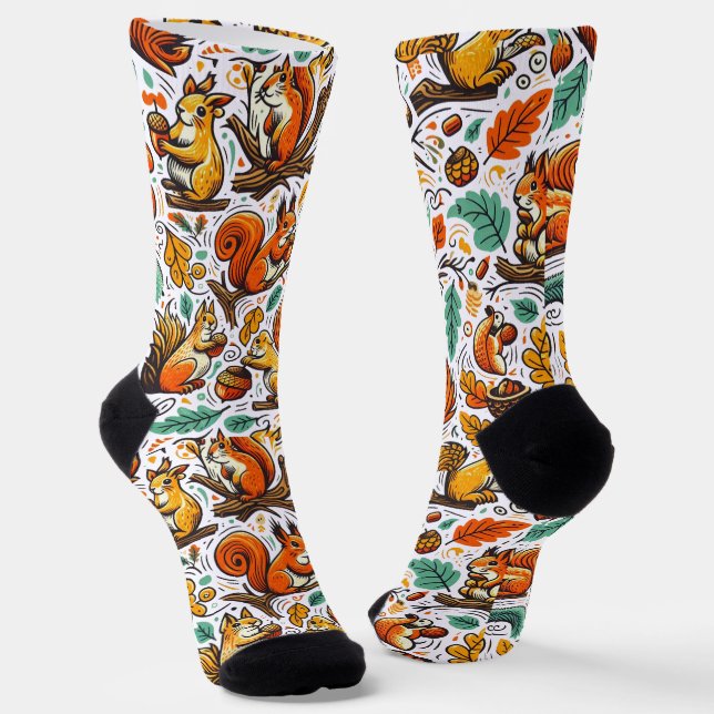 Cute Squirrel Cozy Socks – Playful Animal Lovers  (Angled)