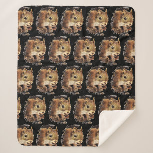 Cute Squirrel Curious Fun Animal Watercolor Art  Sherpa Blanket