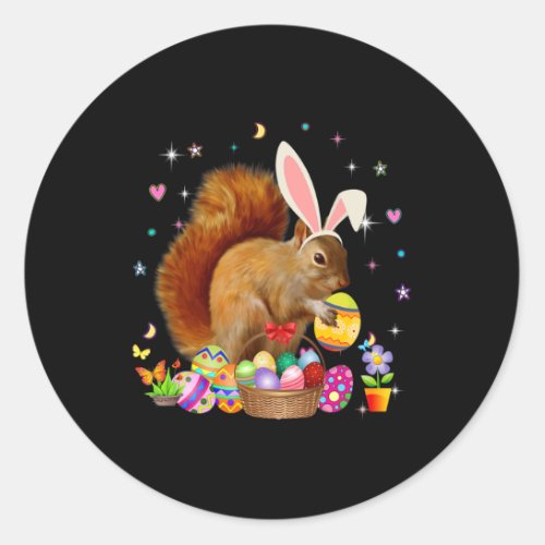 Cute Squirrel Easter Day Bunny Eggs Easter Day Cos Classic Round Sticker