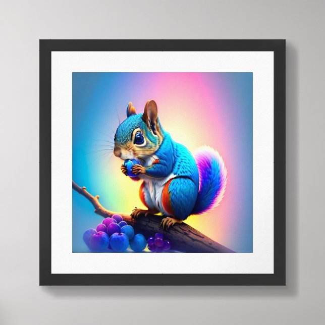 Cute Squirrel Eating A Fruits-79597 Framed Art (Framed Front)