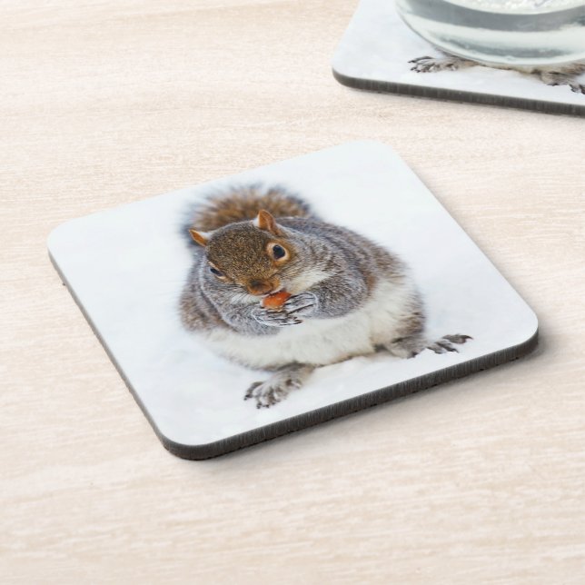 Cute Squirrel Eating a Nut Beverage Coaster (Left Side)