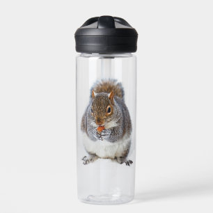 Cute Squirrel Eating a Nut in the Snow Water Bottle