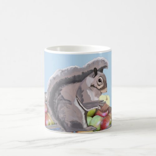 Cute Squirrel Eating an Apple on a Apple Crate  Coffee Mug