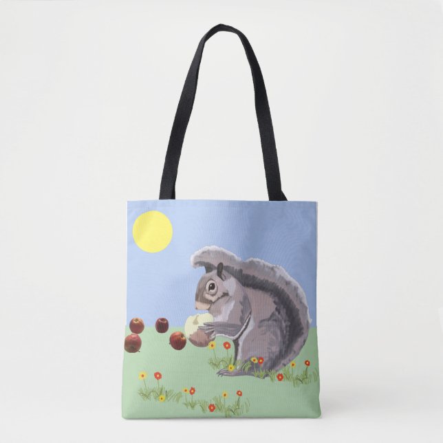 Cute Squirrel Eating An Apple   Tote Bag (Front)