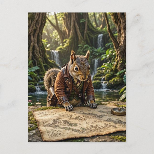 Cute Squirrel Explorer Postcard (Front)