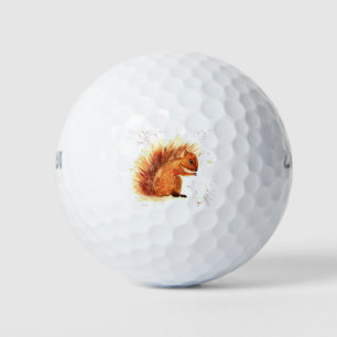 Cute squirrel forest woodland animal watercolor golf balls