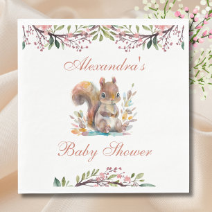 Cute Squirrel Forest Woodland Baby Shower Napkins