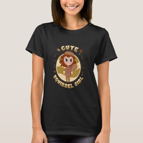 Cute Squirrel Girl Woodwork  T_Shirt