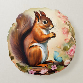 Cute Squirrel Grocery Bag Round Pillow