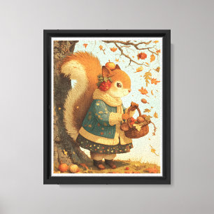 Cute Squirrel Harvest Nursery Wall Canvas Prints