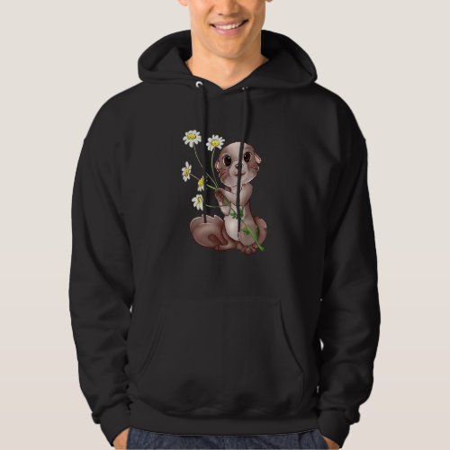 Cute Squirrel Holding A Flower Rodent Squirrel Ani Hoodie