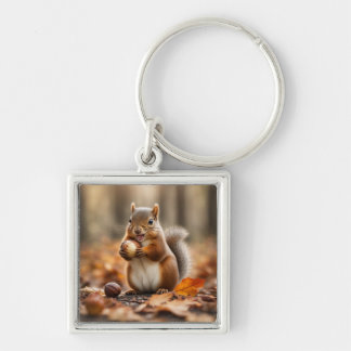 Cute Squirrel holding acorn Keychain