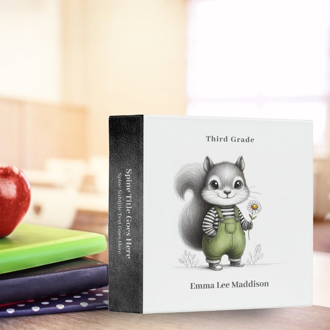 Cute Squirrel Holding Daisy Sketch  3 Ring Binder (Creator Uploaded)