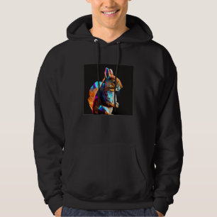 Cute Squirrel Illustration Colorful Polygonal Pop  Hoodie