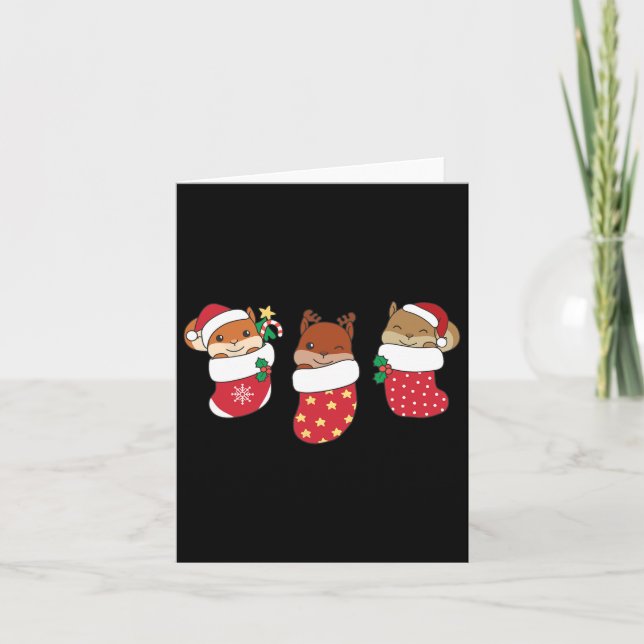 Cute Squirrel In Christmas Sock For Christmas  Card (Front)