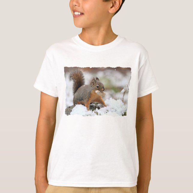 Cute Squirrel in Snow with Peanut T-Shirt (Front)