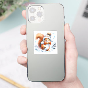 Cute Squirrel in the Snow Christmas Sticker