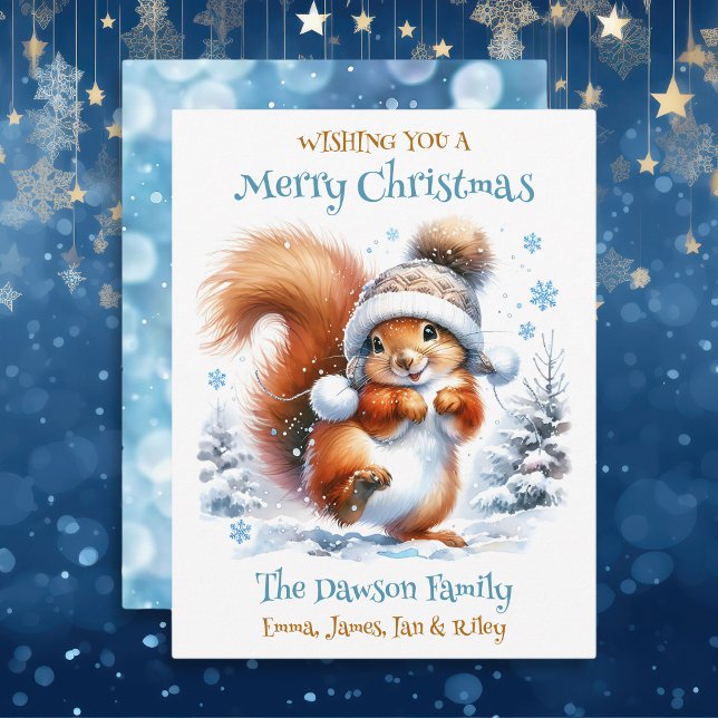 Cute Squirrel in the Snow Personalized Christmas Holiday Card (Creator Uploaded)