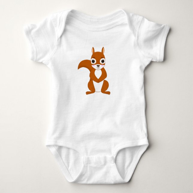 Cute Squirrel Kawaii design Baby Bodysuit (Front)