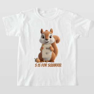 Cute Squirrel Kids T-Shirt   S is for Squirrel Alp